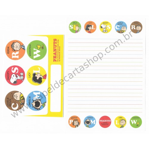 Conjunto de Papel de Carta Original Antigo Snoopy COR Peanuts Japan
