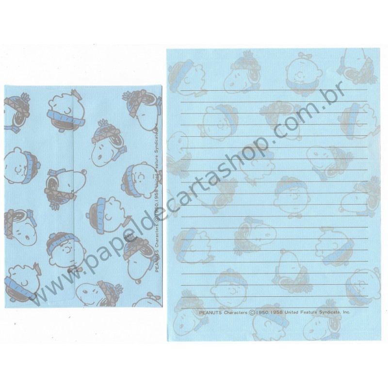 Conjunto de Papel de Carta Snoopy & Charlie Peanuts Nihon Hallmark