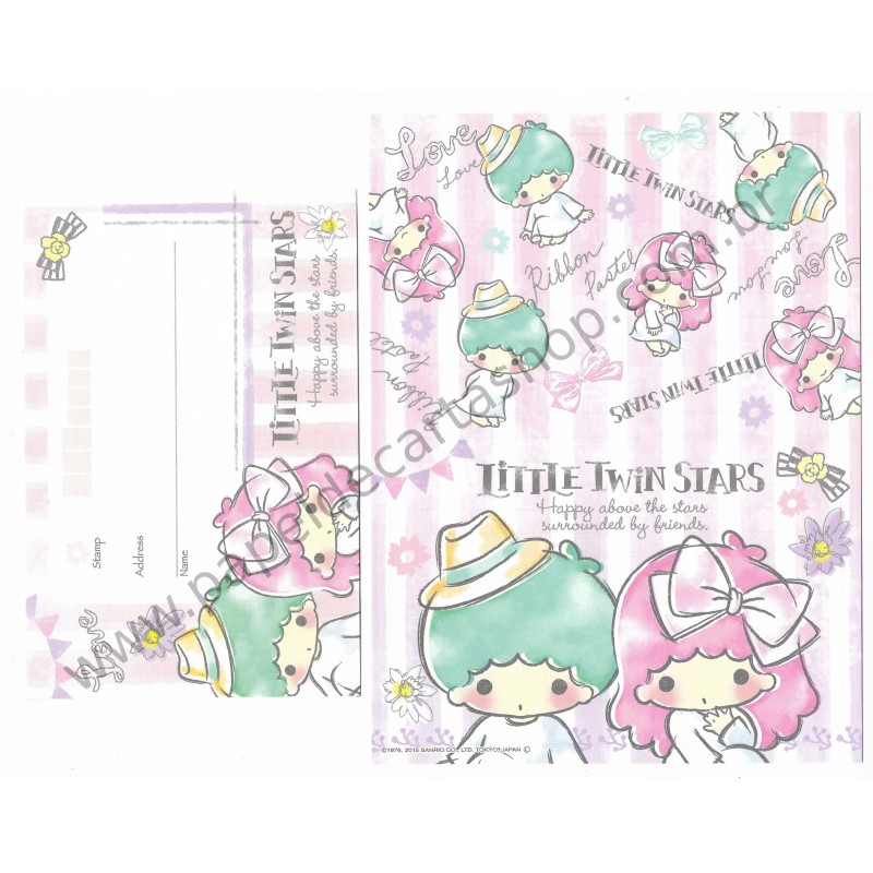 Ano 2015. Kit 2 Conjuntos de Papel de Carta Little Twin Stars Happy Sanrio