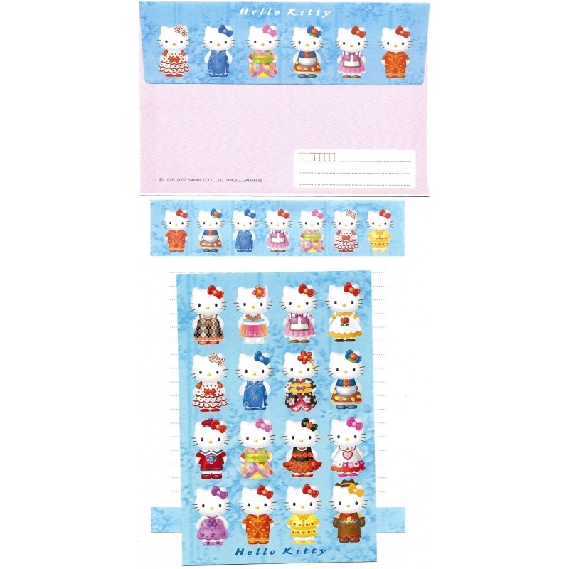 Ano 2003. Conjunto de Papel de Carta Hello Kitty Regional Countries Sanrio