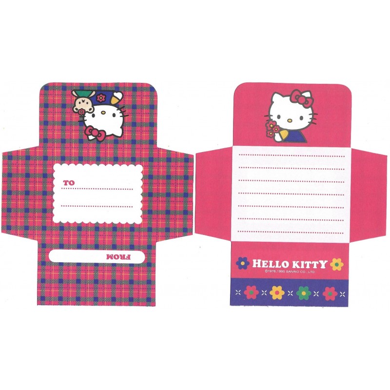 Ano 1995. Papel de Carta Dobrável Hello Kitty Sanrio