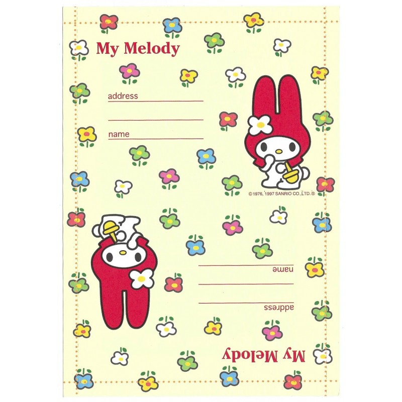 Ano 1997. Papel de Carta - Envelope My Melody CAM Antigo (Vintage) Sanrio