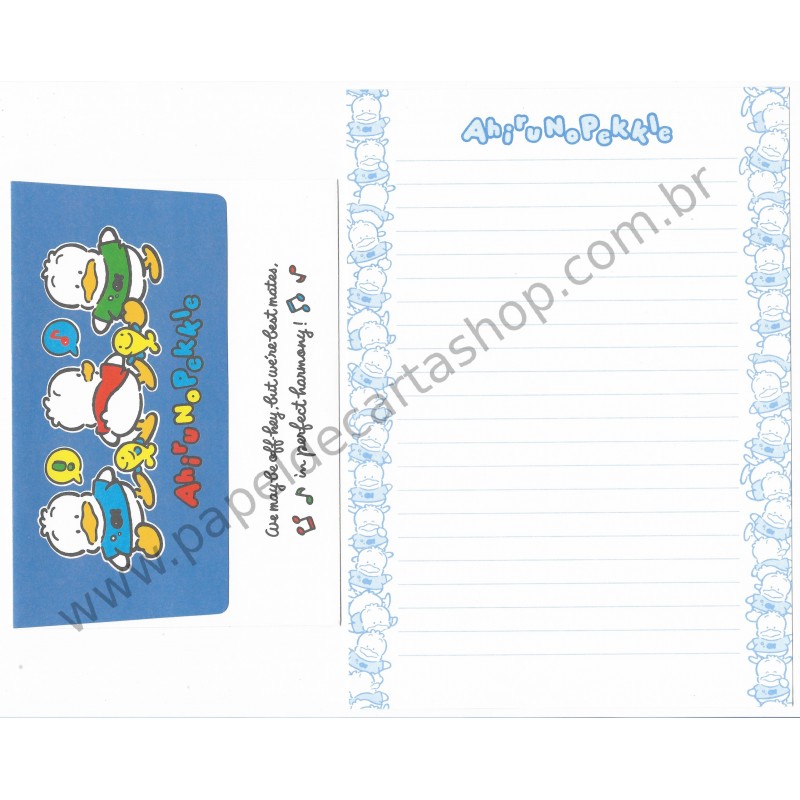 Ano 1991. Conjunto de Papel de Carta Pekkle Off-Hey Antigo (Vintage) Sanrio