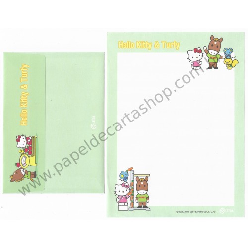 Ano 2007. Conjunto de Papel de Carta Hello Kitty & Turfy JRA Sanrio
