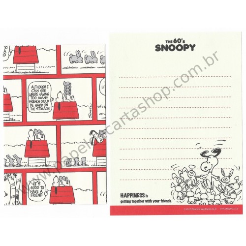 Kit 2 Conjuntos Mini Papel de Carta The 60's Snoopy and Rabbit