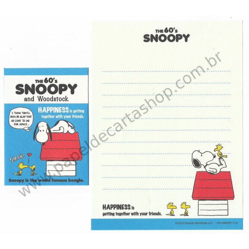 Kit 2 Conjuntos Mini Papel de Carta The 60's Snoopy and Woodstock