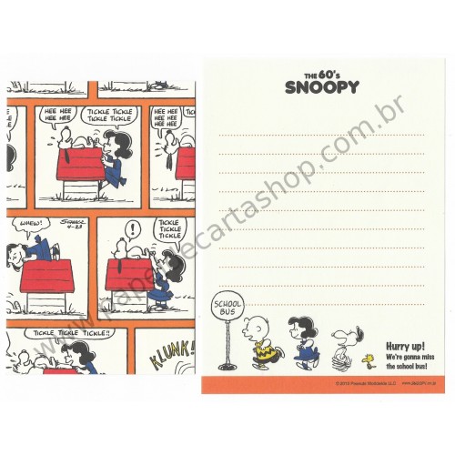 Kit 2 Conjuntos Mini Papel de Carta The 60's Snoopy With School Bus