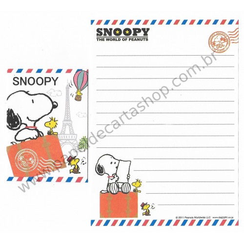 Kit 2 Conjuntos de Mini-Papel de Carta SNOOPY Mail Peanuts