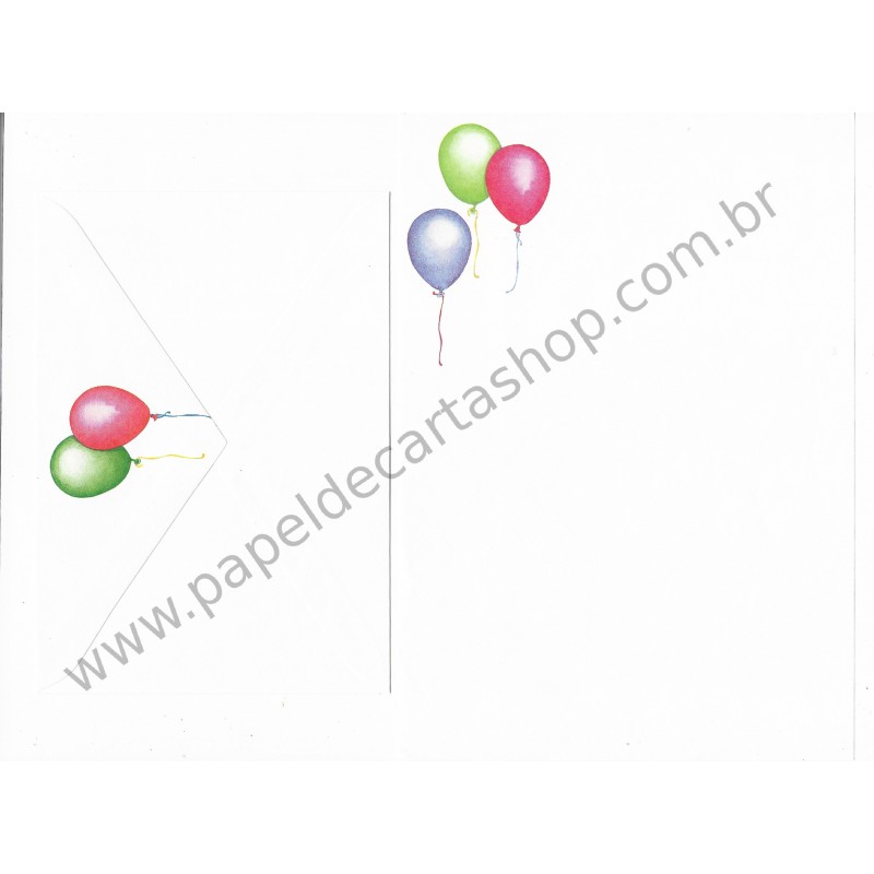 Conjunto de Papel de Carta Balões (COR)