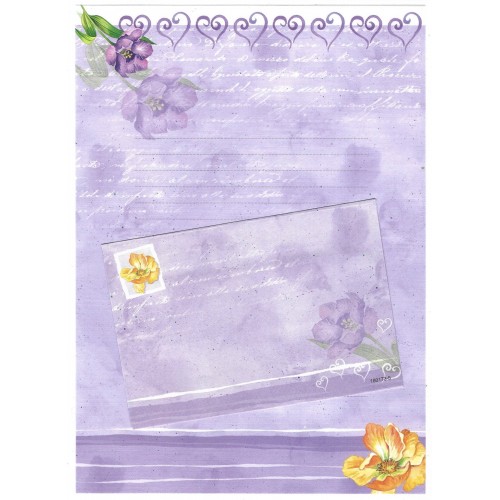 Conjunto de Papel de Carta Antigo Importado Shinn Jee Flower P180173-5