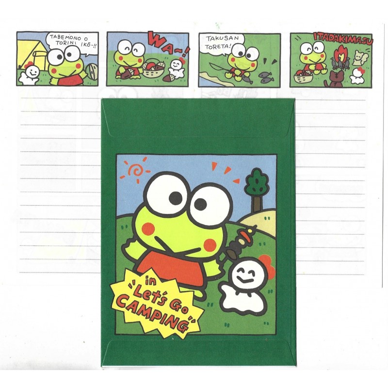 Ano 1990. Conjunto de Papel de Carta Keroppi M Vintage Sanrio