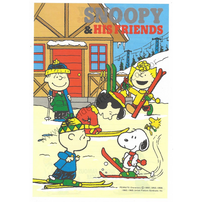 Papel de Carta Snoopy Ice Skating Vintage Hallmark Japan