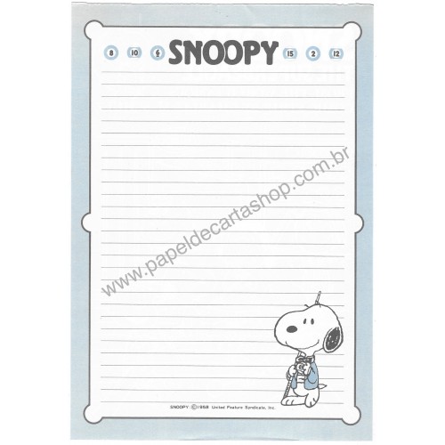 Papel de Carta Snoopy Jogo de Bilhar Antigo (Vintage) - Peanuts