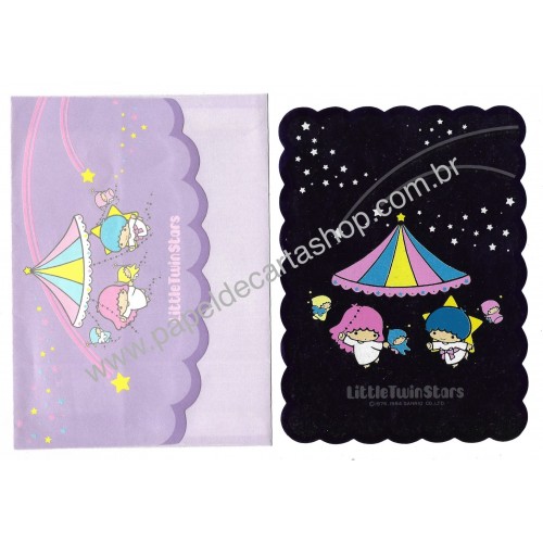 Ano 1984. Conjunto de Papel de Carta Little Twin Stars SHINE (CLL) Sanrio