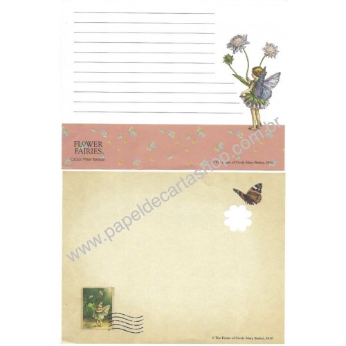 Conjunto de Papel de Carta Importado Flower Fairies The Estatue of Cicely