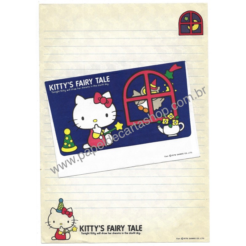Ano 1976. Conjunto de Papel de Carta Hello Kitty Fairy Tale Sanrio