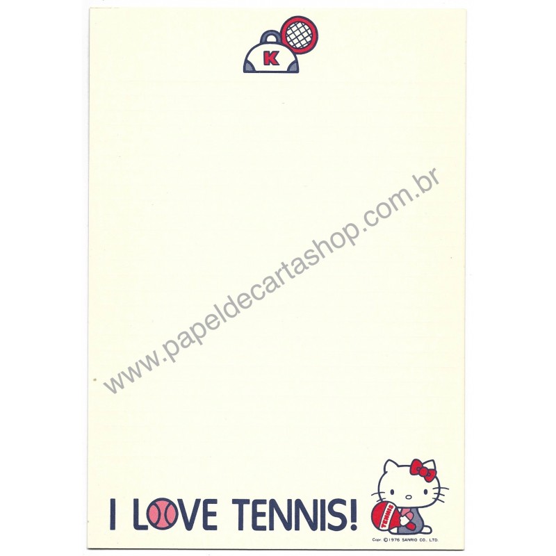 Ano 1976. Papel de Carta Hello Kitty I Love Tennis Sanrio