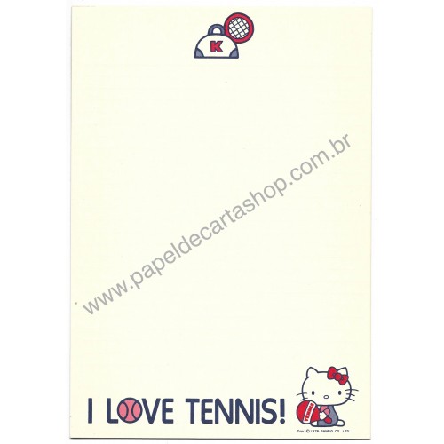 Ano 1976. Papel de Carta Hello Kitty I Love Tennis Sanrio