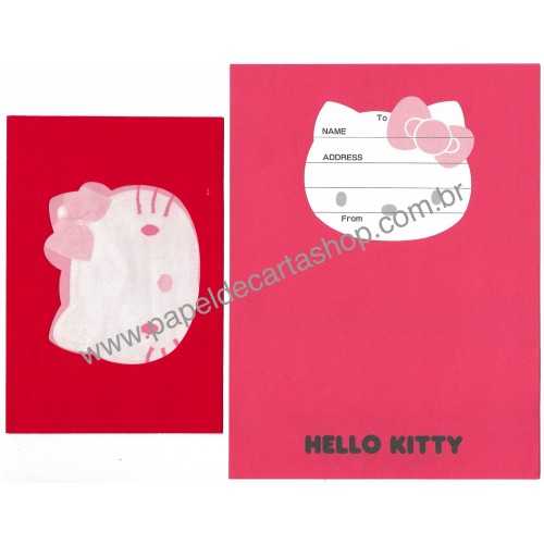 Ano 1987. Conjunto de Papel de Carta Hello Kitty Face CVM Sanrio
