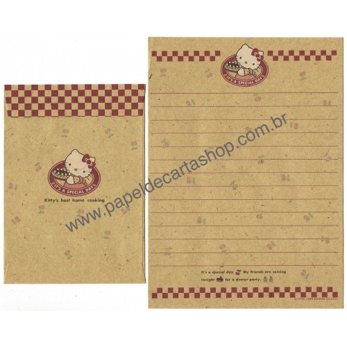 Ano 1985 Conjunto de Papel de Carta Hello Kitty Cooking Sanrio