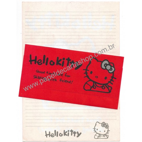 Ano 1987. Conjunto de Papel de Carta Hello Kitty CVM Sanrio