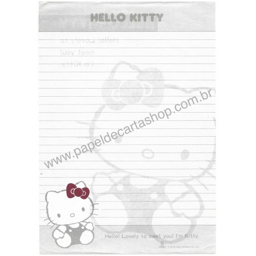 Ano 1987. Papel de Carta Hello Kitty Silver Sanrio