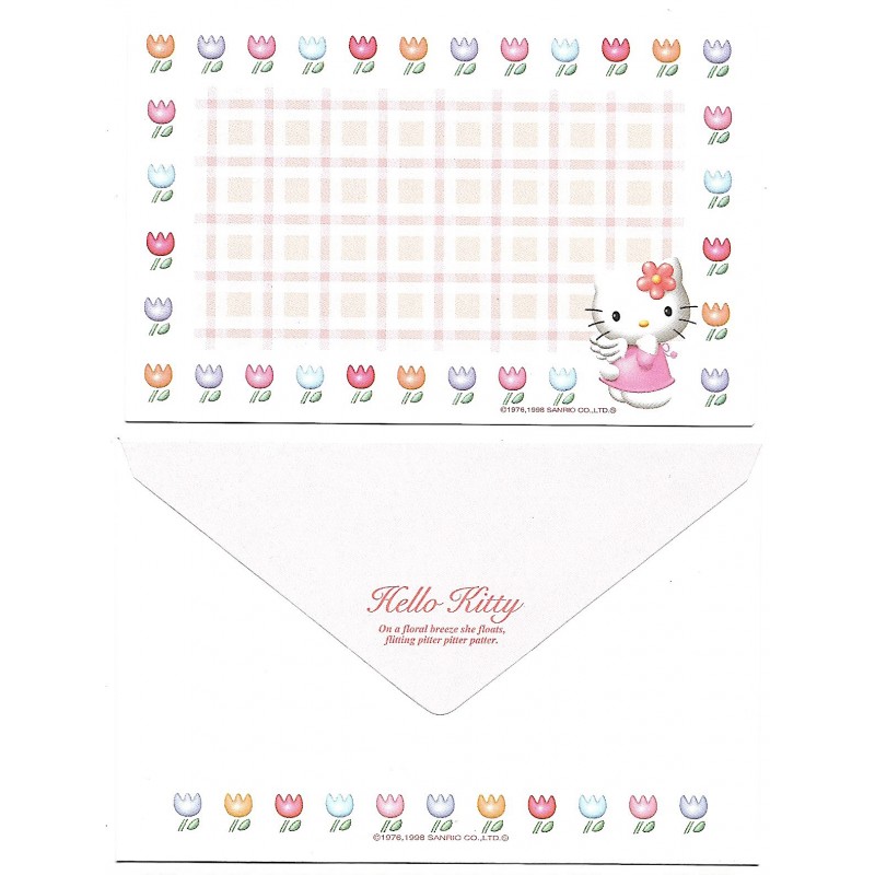 Ano 1998. Conjunto de Papel de Carta Hello Kitty P Tulips Sanrio