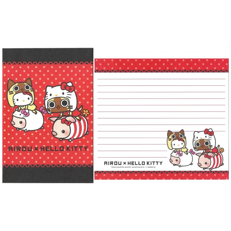 Ano 2011. Kit 4 Conjuntos de Papel de Carta Hello Kitty & AIROU Sanrio