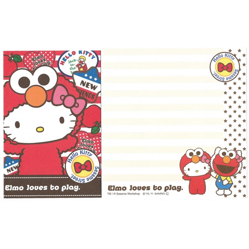 Ano 2011. Kit 4 Conjuntos de Papel de Carta Hello Kitty & Sesame Street Loves 1