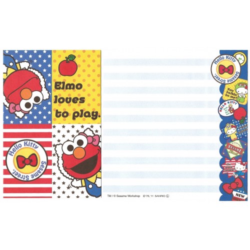 Ano 2011. Kit 4 Conjuntos de Papel de Carta Hello Kitty & Sesame Street Loves 2