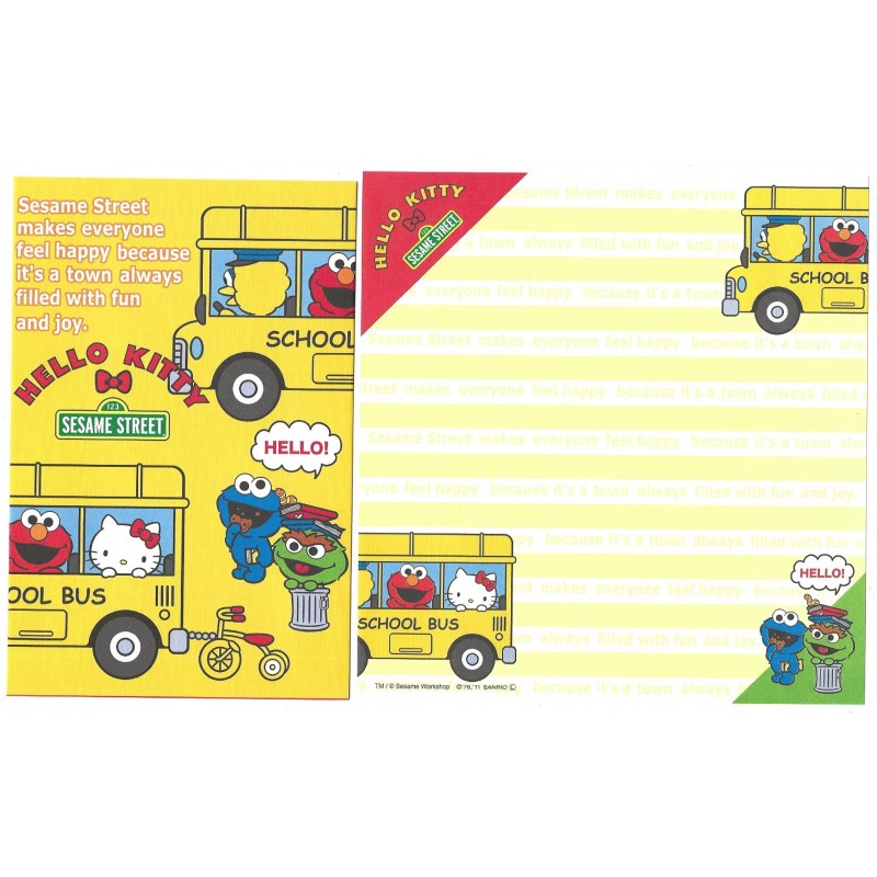 Ano 2011. Kit 4 Conjuntos de Papel de Carta Hello Kitty & Sesame Street Hello