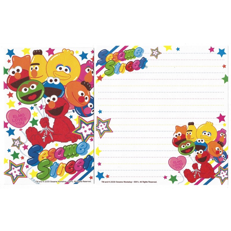 Ano 2009. Kit 4 Conjuntos de Papel de Carta Sesame Street Loves You