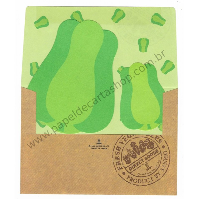 Ano 1983. Conjunto de Papel de Carta Fresh Vegetables Pimento Sanrio