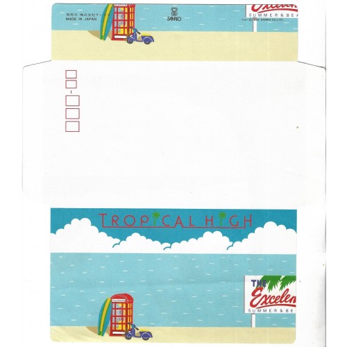 Ano 1982. Papel de Carta-Envelope Tropical High Vintage Sanrio