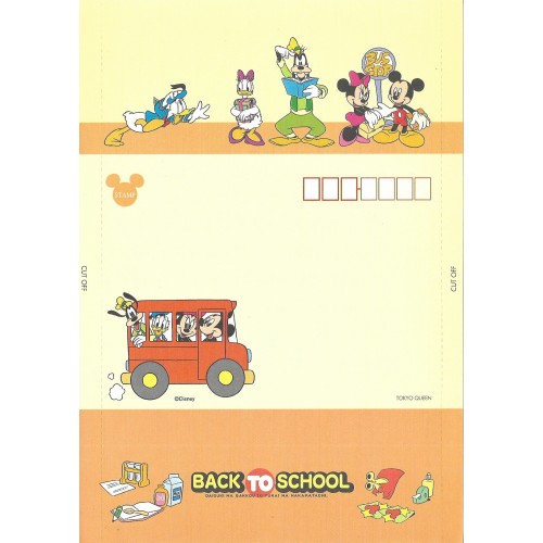 Papel de Carta dobrável ANTIGO VINTAGE Disney BACK TO SCHOOL CLA JP