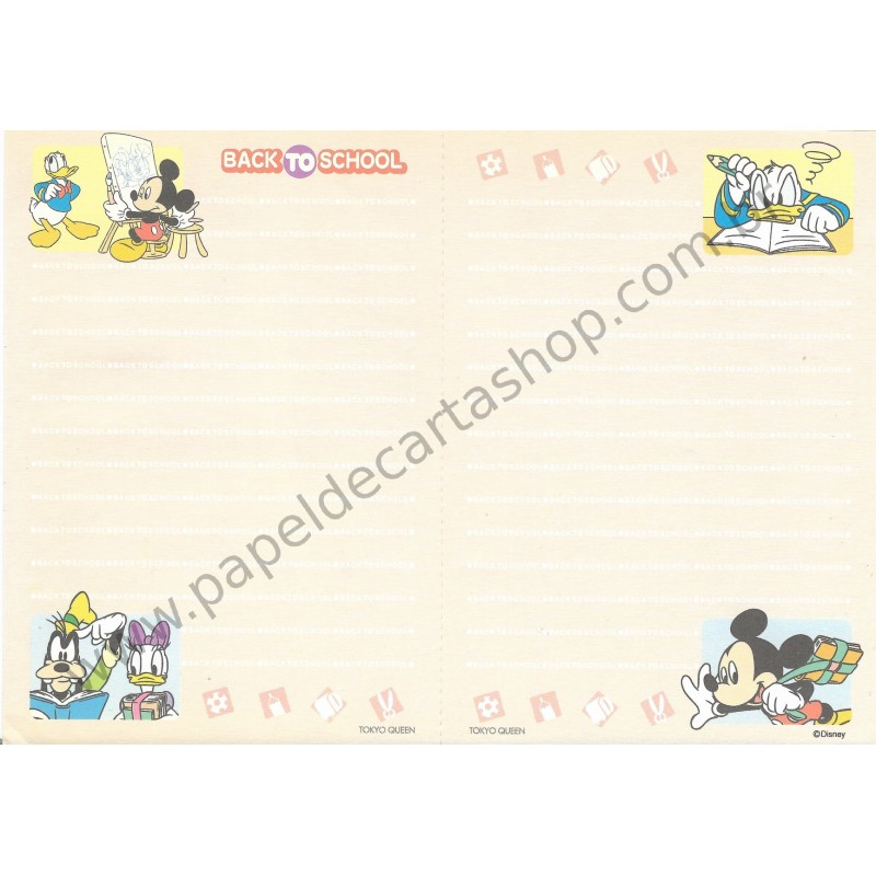 Papel de Carta ANTIGO VINTAGE Disney BACK TO SCHOOL CRS JP