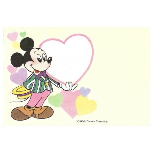 Postcard Antigo Vintage Disney Mickey Heart LYRIC JAPAN