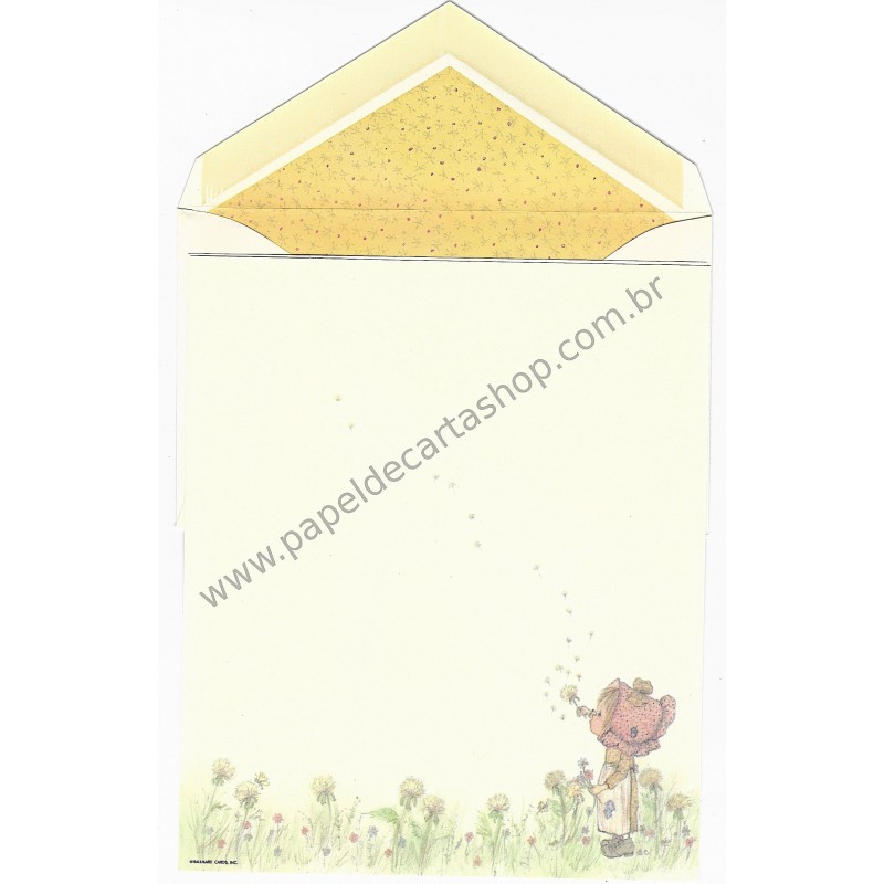 Conjunto de Papel de Carta Antigo Betsey Clark - Brincando Com Flores