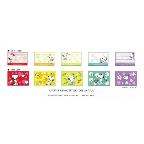 Kit 5 Mini-Conjuntos de Papel de Carta SNOOPY Universal Studios Japan