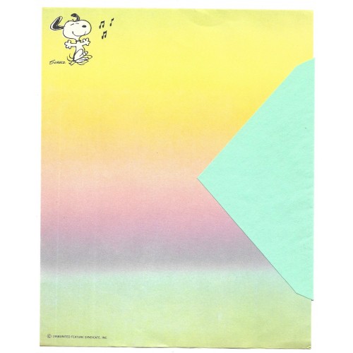 Conjunto de Papel de Carta ANTIGO SNOOPY Música Hallmark CROWN