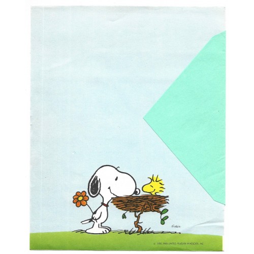 Conjunto de Papel de Carta ANTIGO SNOOPY & Woodstock Hallmark CROWN