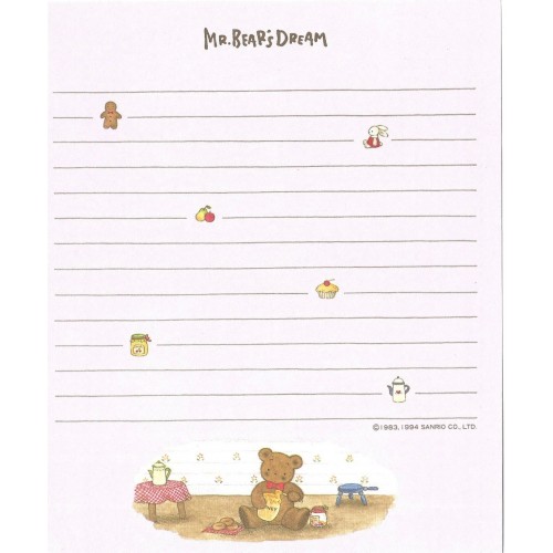 Ano 1994. Kit 10 Papéis de Carta Mr Bear's Dream Vintage Sanrio