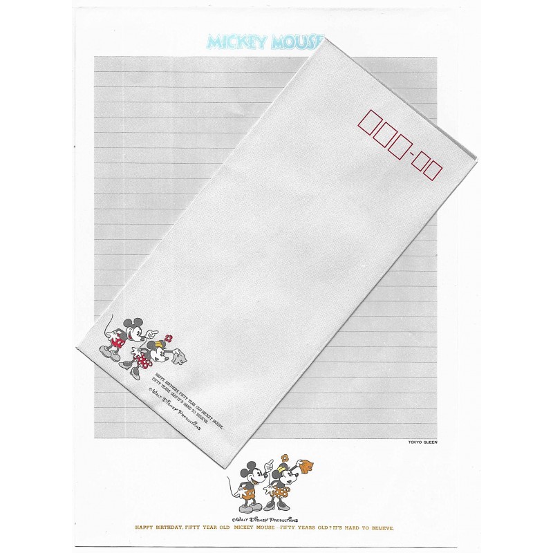 Conjunto de Papel de Carta Disney Mickey 50 Anos CIN Tokyo Queen
