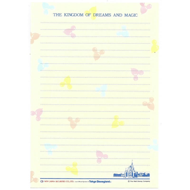 Conjunto de Papel de Carta Tokyo Disneyland The KINGDON JAPAN