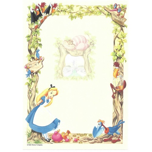 Conjunto de Papel de Carta VINTAGE Disney Alice in Wonderland DUPLA