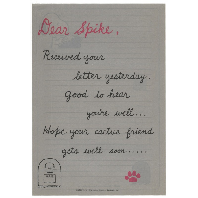 Conjunto de Papel de Carta Snoopy Dear Spike CIN Vintage Hallmark Japan