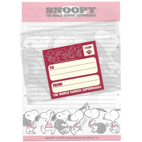 Conjunto de Papel de Carta Antigo Original Snoopy Sports Peanuts