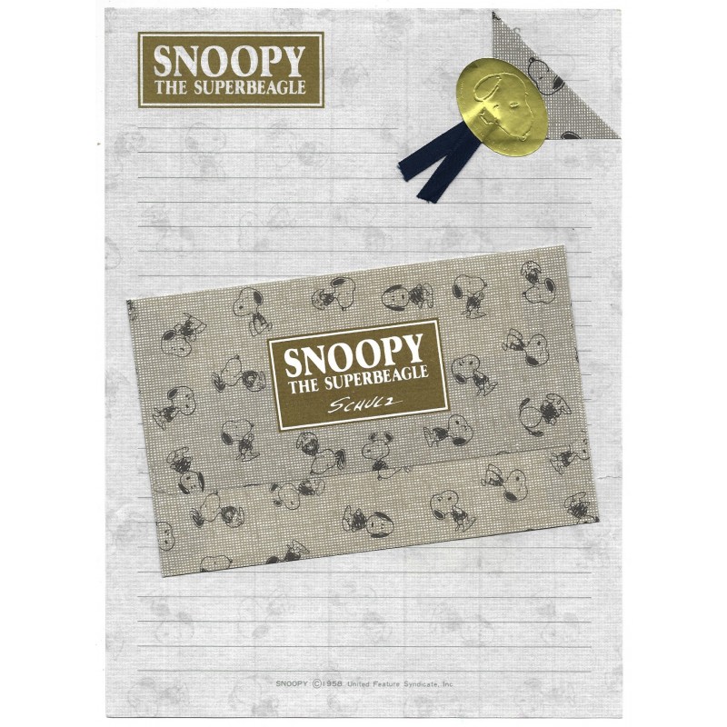 Conjunto de Papel de Carta Snoopy PS GOLD Vintage Hallmark Japan