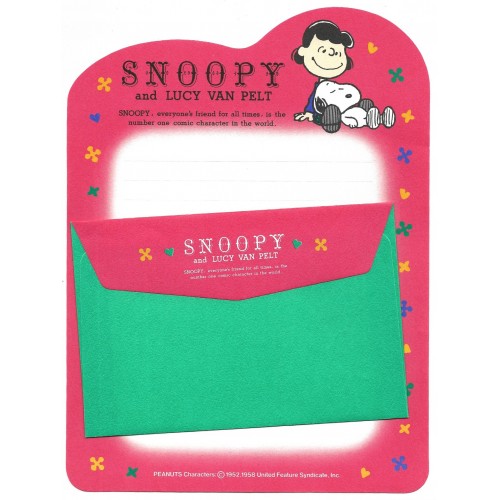 Conjunto de Papel de Carta Snoopy & Lucy Van Pelt Vintage Hallmark