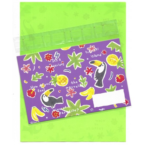 Conjunto de Papel de Carta & NOTECARD Vintage Toco Toucan CLL SAN-X